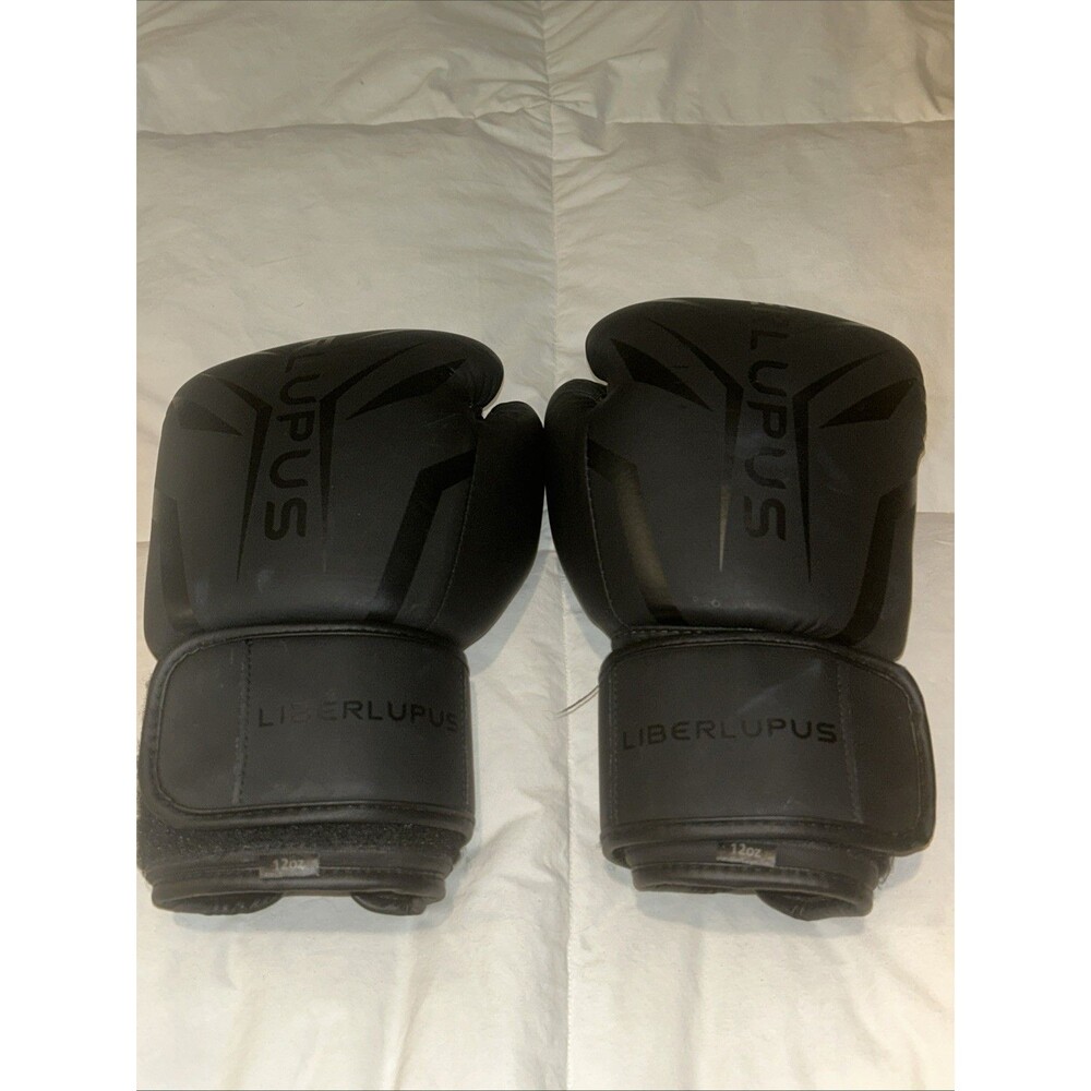 Liberlupus 12oz Boxing Gloves Black Combat Training Kickboxing Heavy Bag